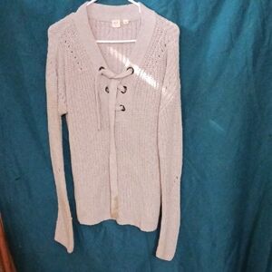 GAP Women's Cream Cardigan with Lace-Up Front